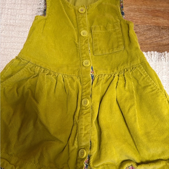Mini Boden Lime Corduroy Dress with Floral Trim 18-24 - Picture 2 of 3